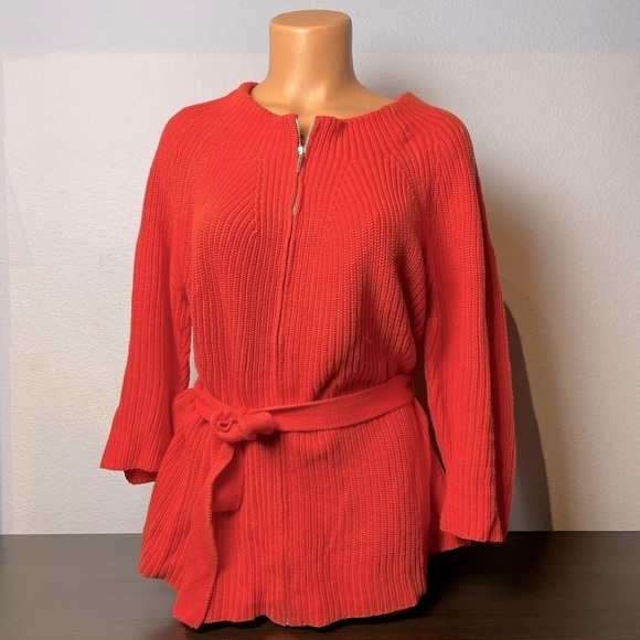𝅺CYRUS Zip Front Knitted Sweater with Belt Size XL - Picture 1 of 3